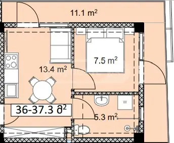 2 Room Apartment For Sale view 3