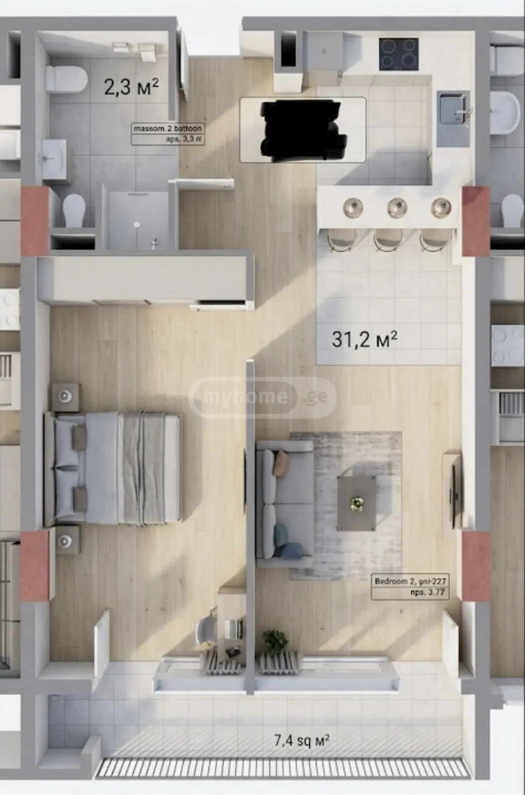 Didi Dighomi Inn: Studio, 64.0 M² | Korter.Ge view 13