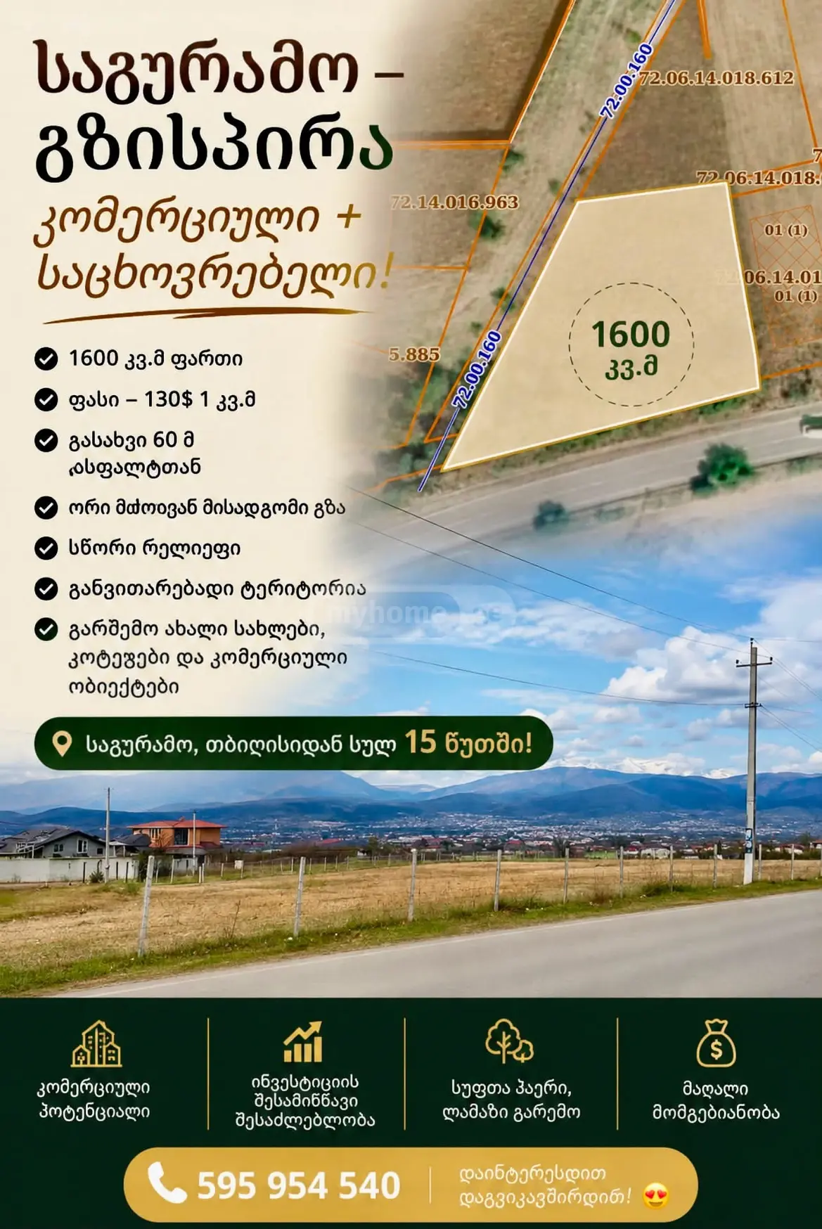 Agricultural Plot For Sale In Saguramo, In Mtskheta Municipality view 1