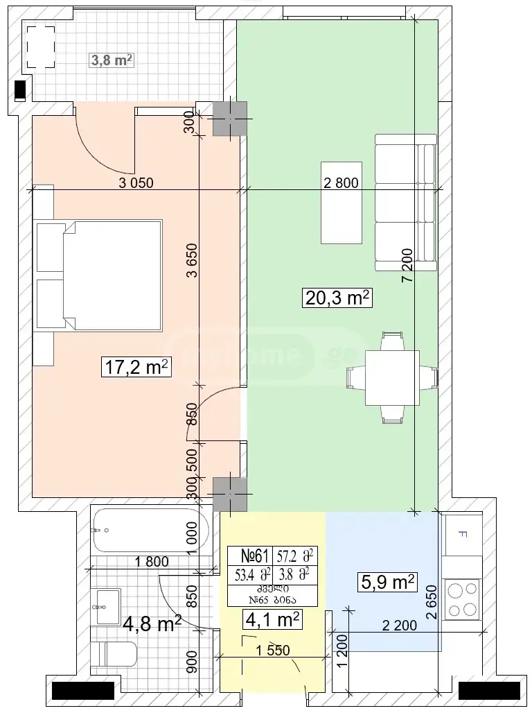 2 Room Apartment For Sale view 2
