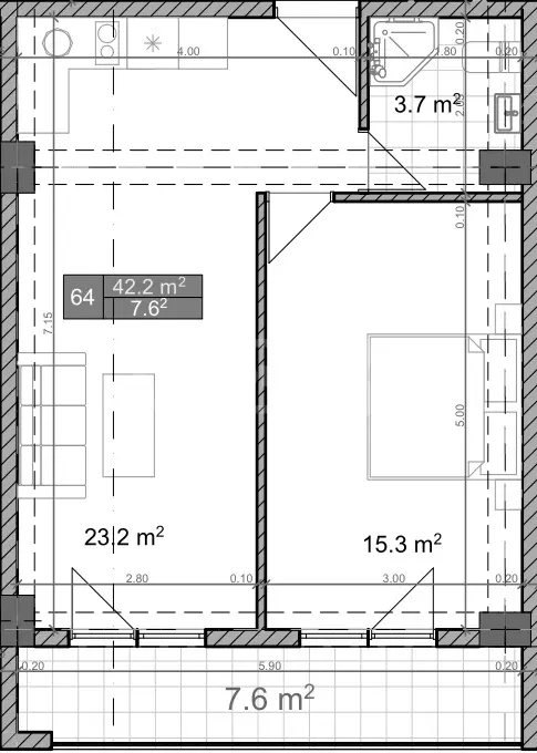 2 Room Apartment For Sale view 3