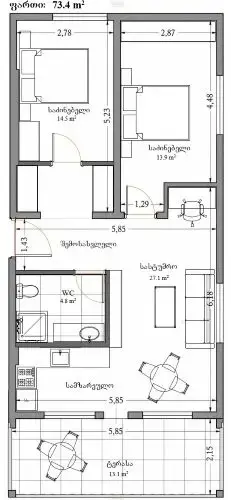 3 Room Apartment For Sale view 1